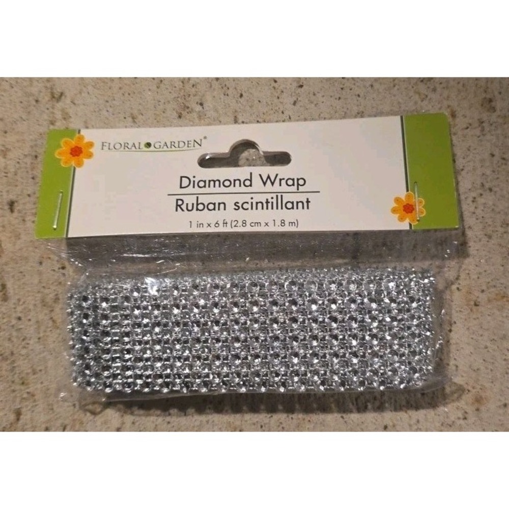 NEW‎ 4 lot Silver Floral Garden Diamond Wrap Ruban Scintillant  1 IN X 6 FT